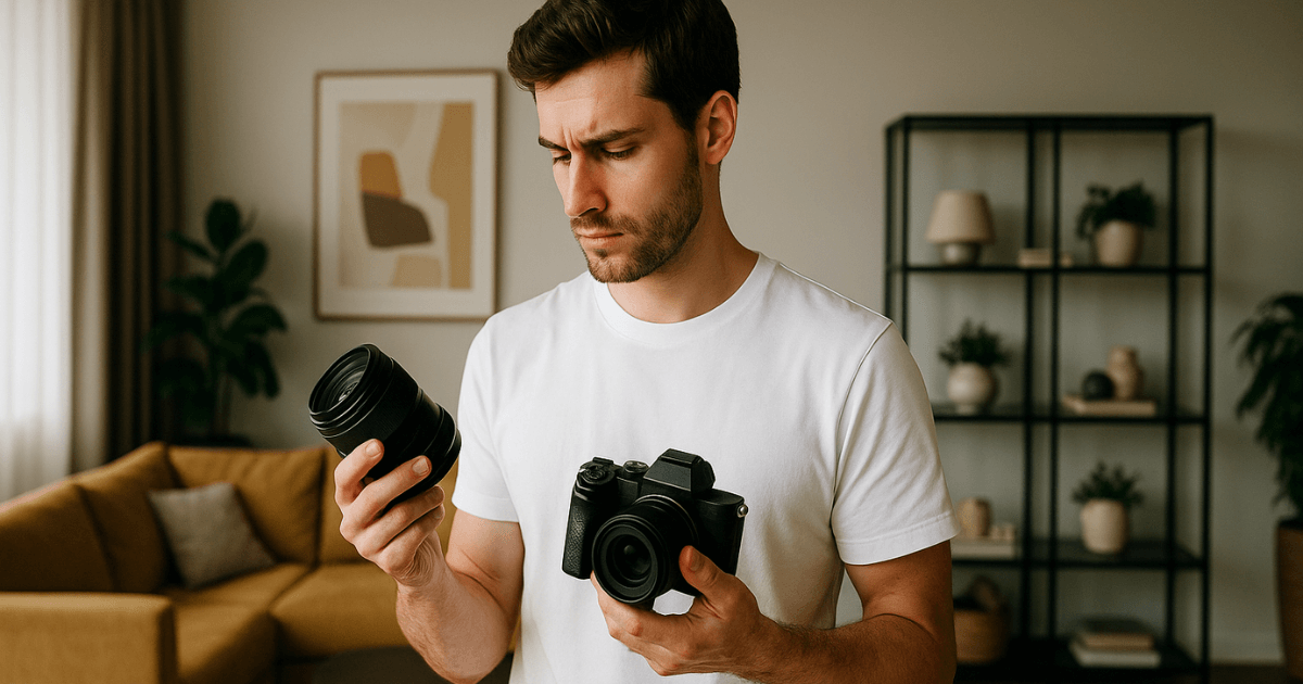 カメラを見ている男性