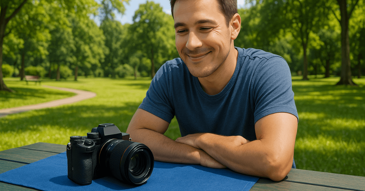 カメラを見ている男性
