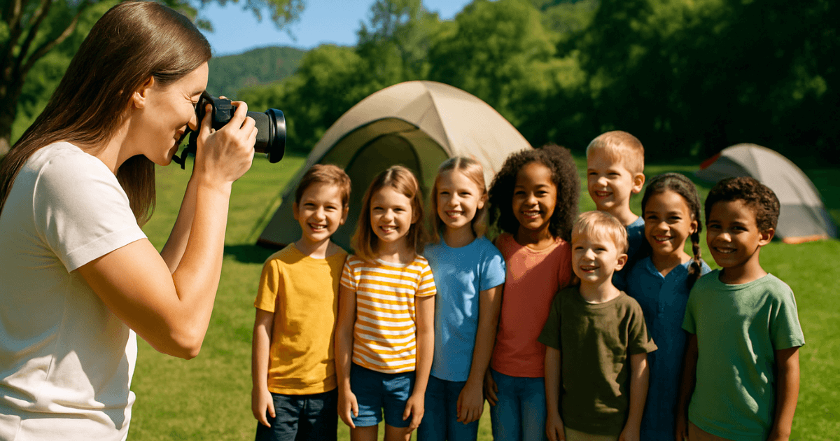子供達を撮影している女性